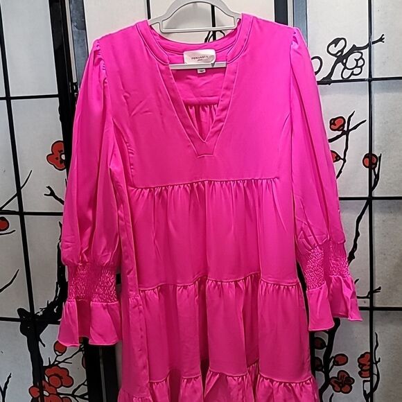 Tuckernuck Pomander Place Electric Neon Pink Kenzo Swing Mini Dress - Picture 4 of 10